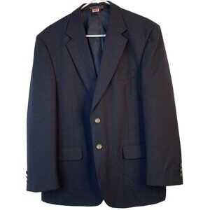 Bert Pulitzer Mens 42S Black Blazer Crest Buttons Wool Blend Classic Fit 8910